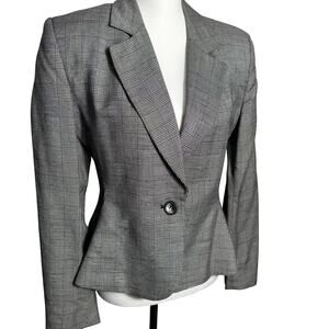 SAVILLE Women's 4 Vintage Black White Houndstooth Plaid Preppy Blazer Skirt Suit